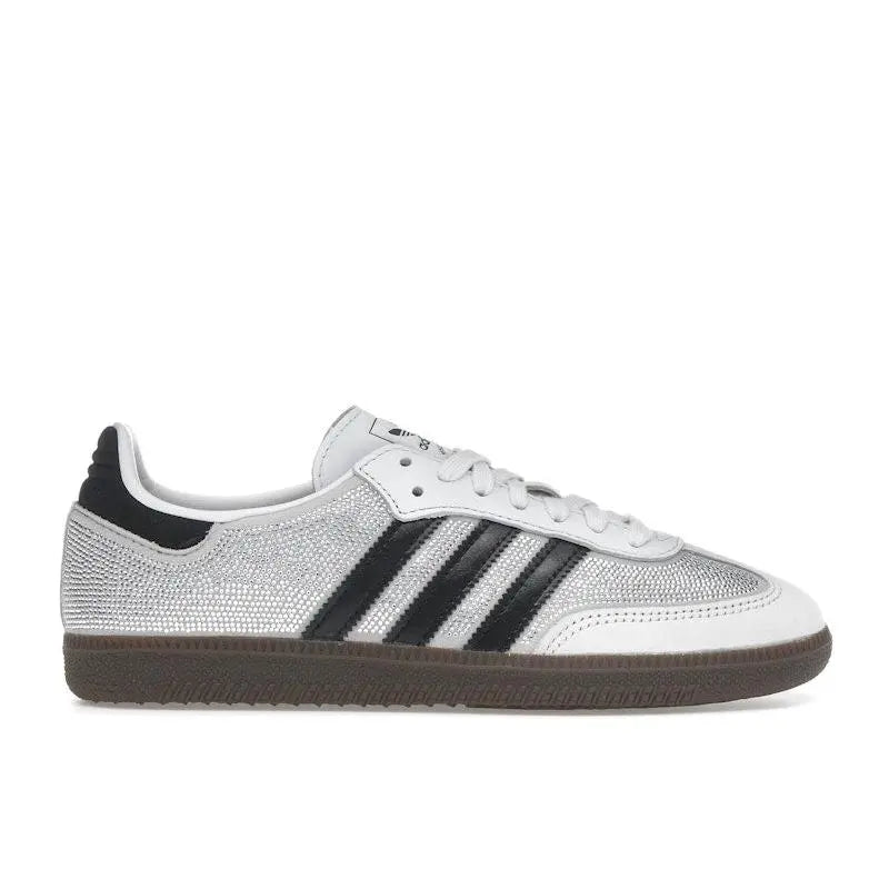 adidas Women's Samba OG Rhinestone Crystal White Silver Shoes,